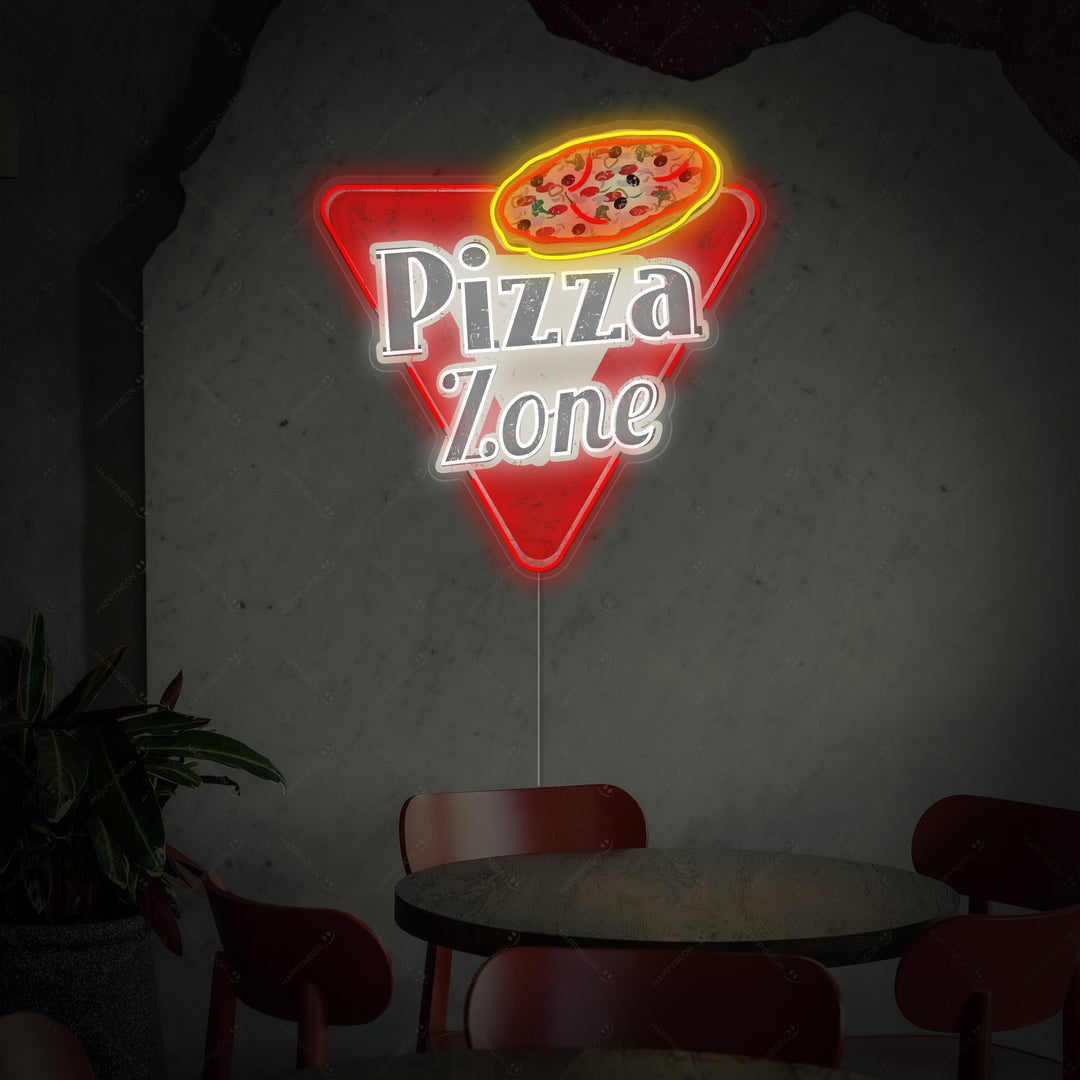 "Pizza Zone" Neonschild, Pizza Leuchtreklame, Pizza Leuchtschild