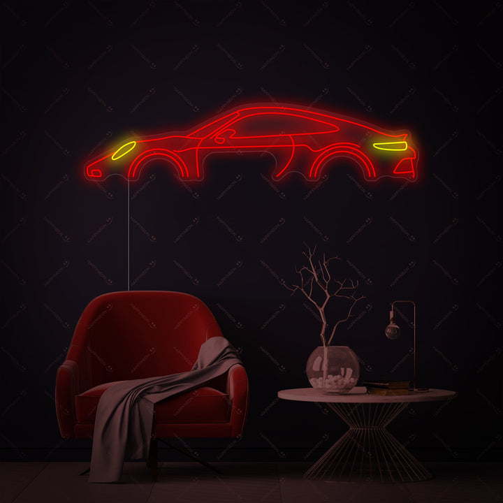 Klassischer Sportwagen Umriss Neonschild