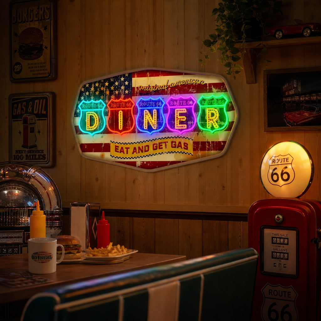"Retro Diner" Neonschild, Diner Leuchtschild, Diner Leuchtreklame