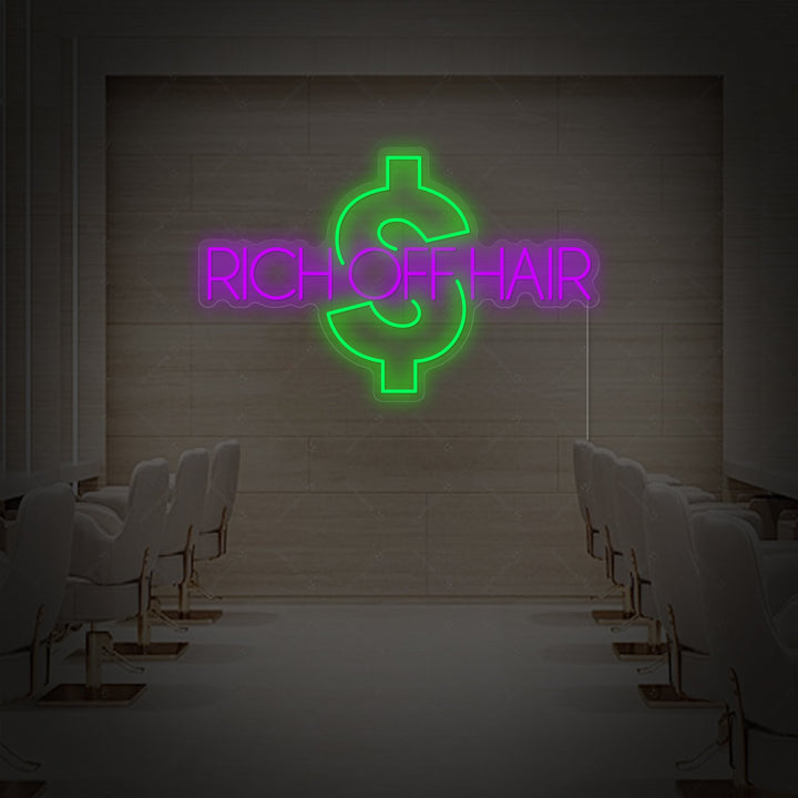 "Rich Off Hair" Neonschild, Barbershop Leuchtreklame, Barbershop Leuchtschild