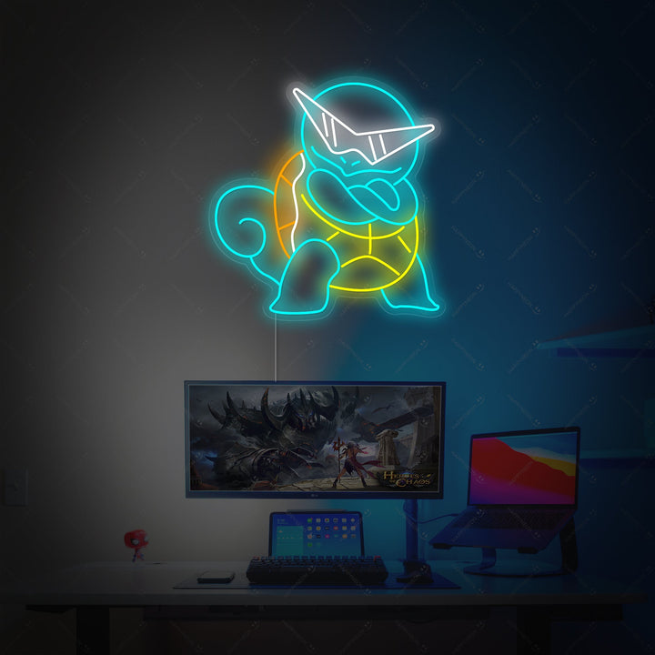 Cartoon Schildkrötenfigur Neonschild