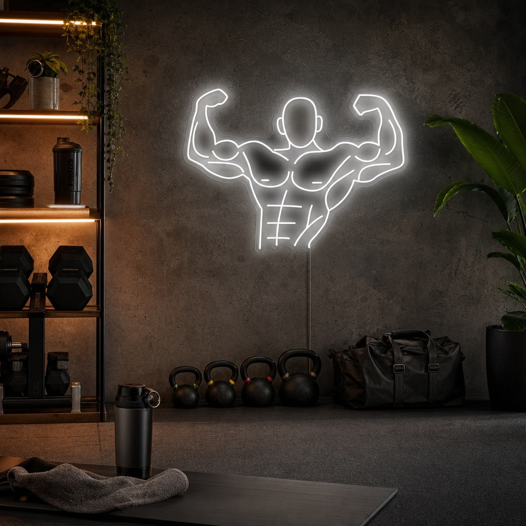 "Starker Mann" Neonschild, Gym Leuchtreklame, Homegym Deko
