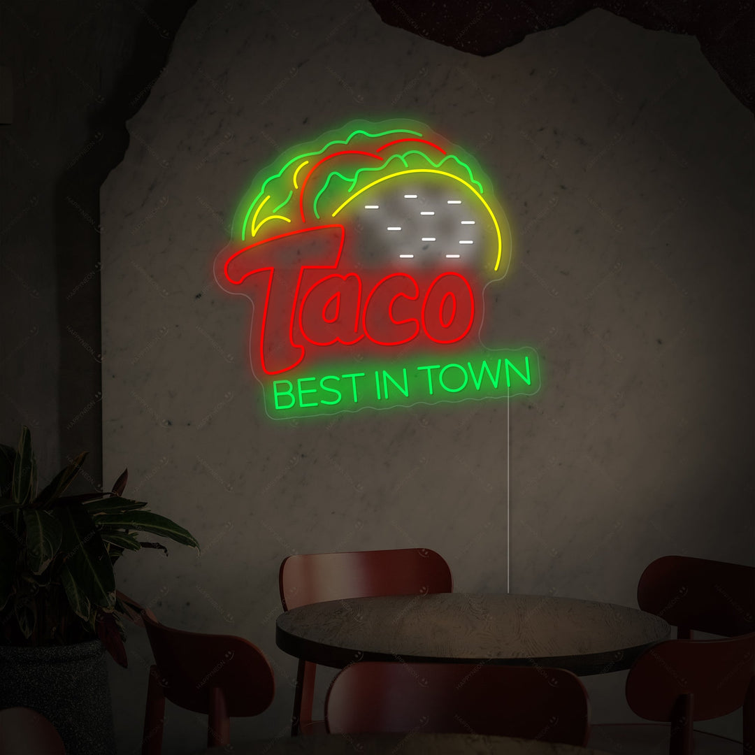 "Taco Best In Town" Neonschild