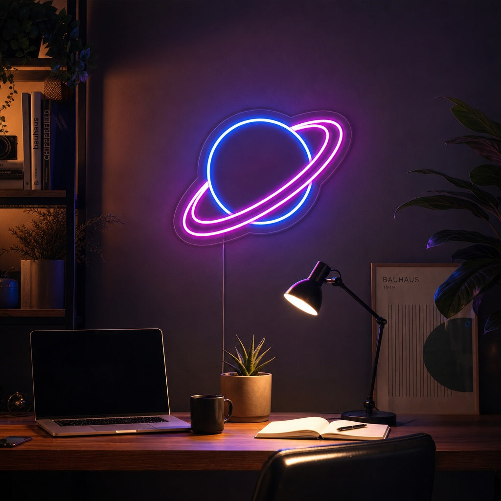 "Universum Planet" Neonschrift