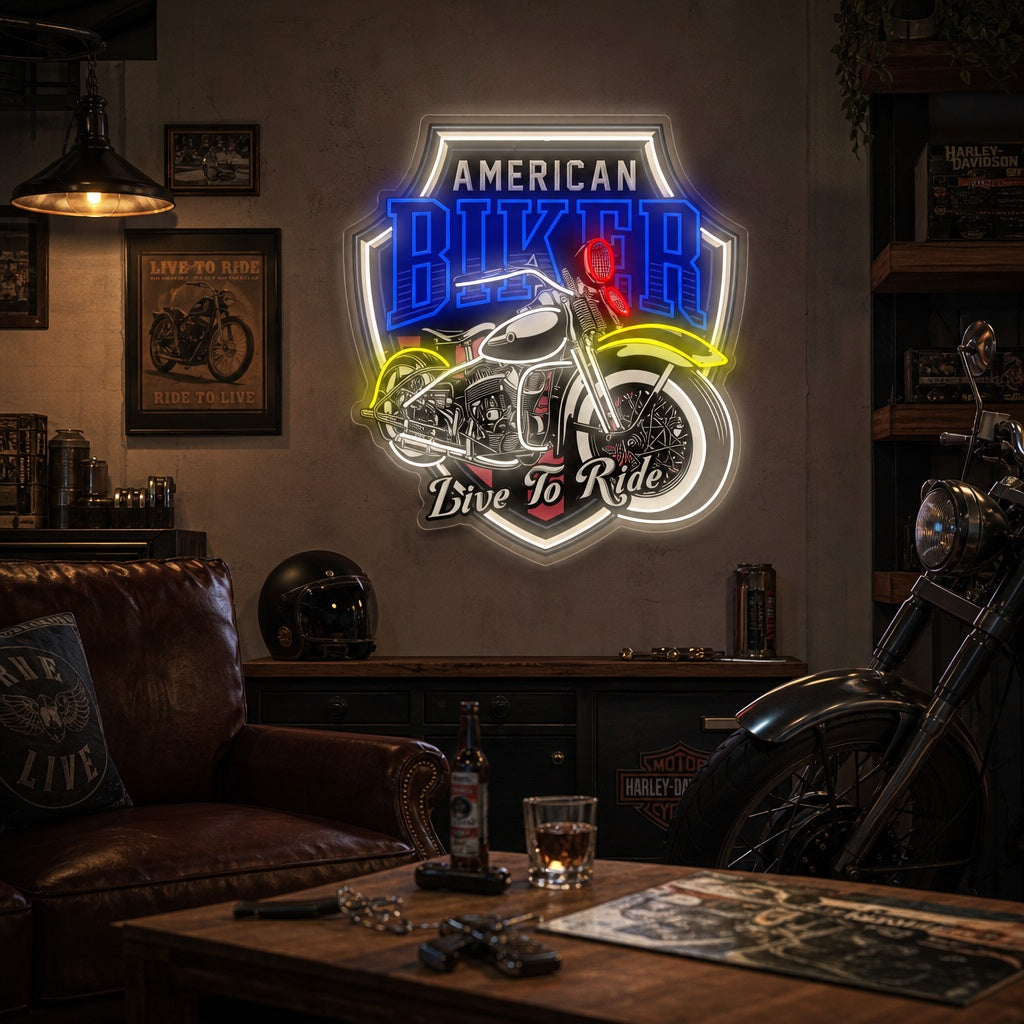 "Vintage-Motorrad-Emblem" Neonschild