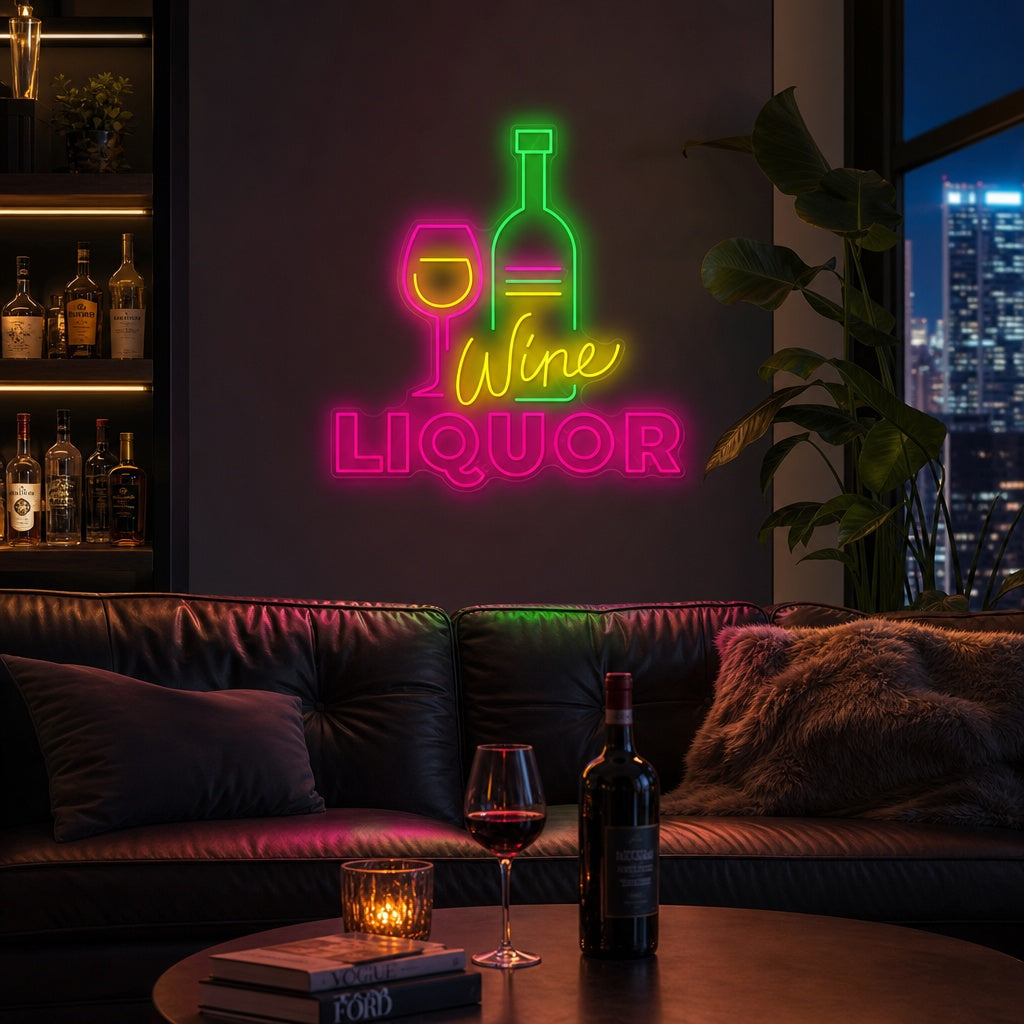 "Wine Liquor" Neonschild