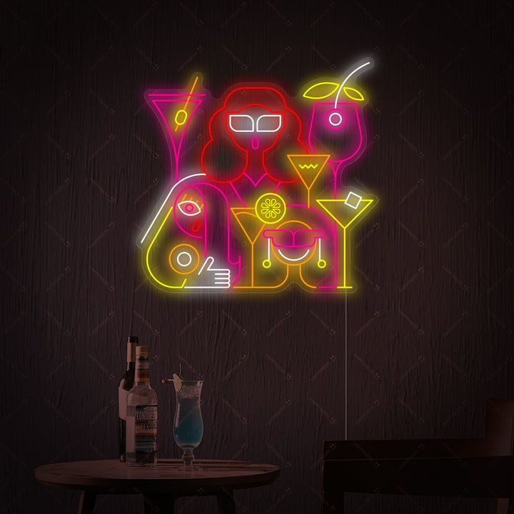 "Frauen bei einem Drink in einer Cocktailbar" Neonschild
