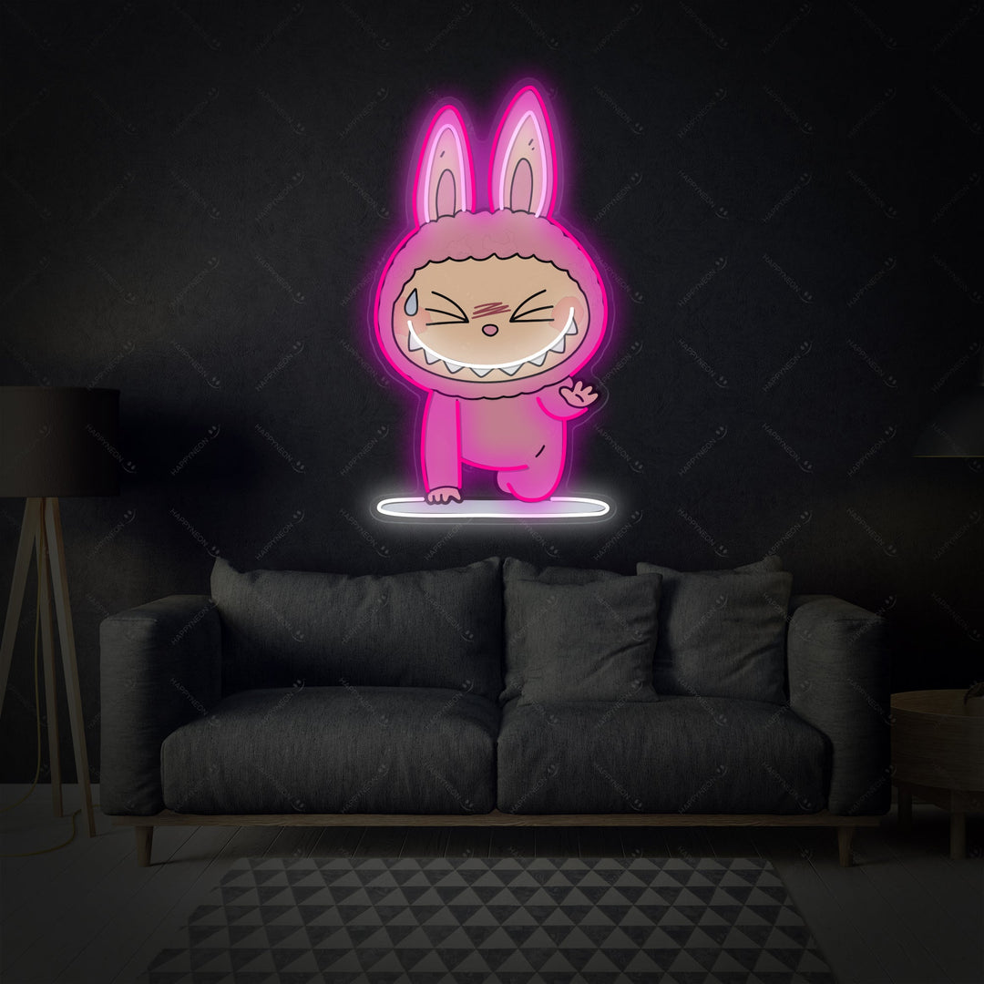 "Yoga Monster Labubu" Neonschild