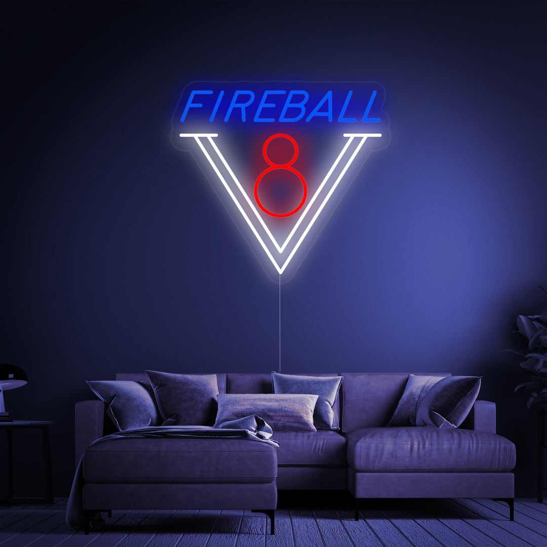 "1950Er Fireball V8 Auto" Neonschrift