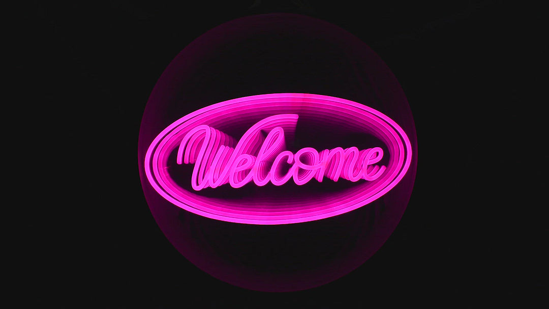 "Welcome" 3D Unendlichkeits LED Neonschrift
