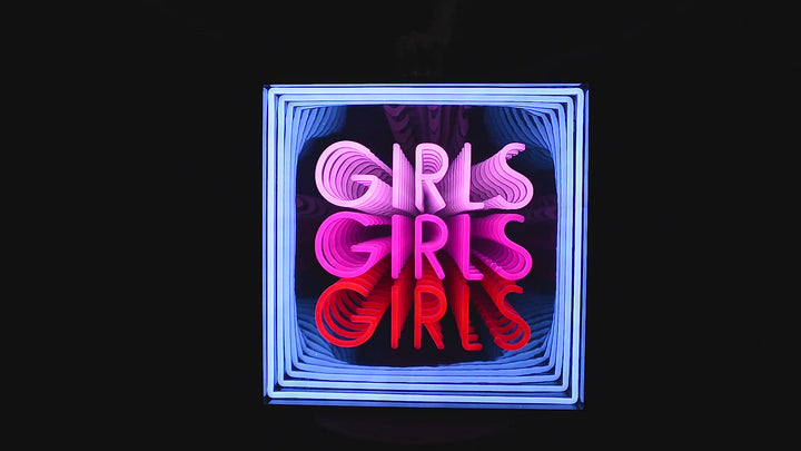 "Girls Girls Girls" 3D Unendlichkeits LED Neonschrift