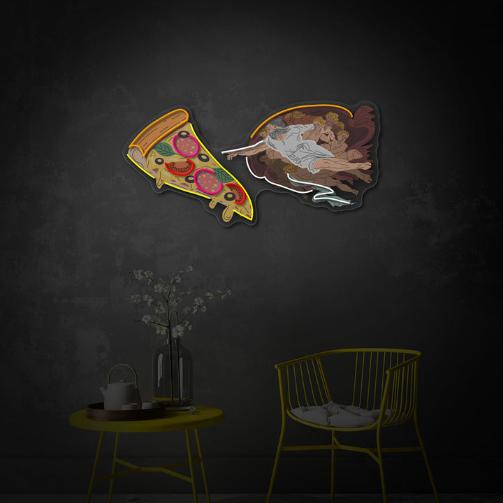"Adam Gott machte Pizza, Fast -Food -Werbung, Restaurantlogo" UV-bedrucktes LED-Neonschild