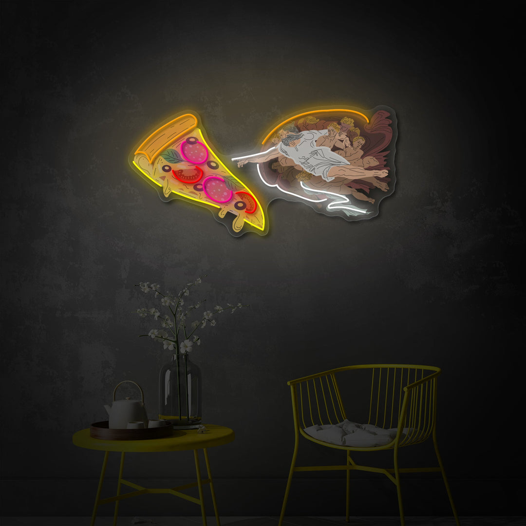 "Adam Gott machte Pizza, Fast -Food -Werbung, Restaurantlogo" UV-bedrucktes LED-Neonschild