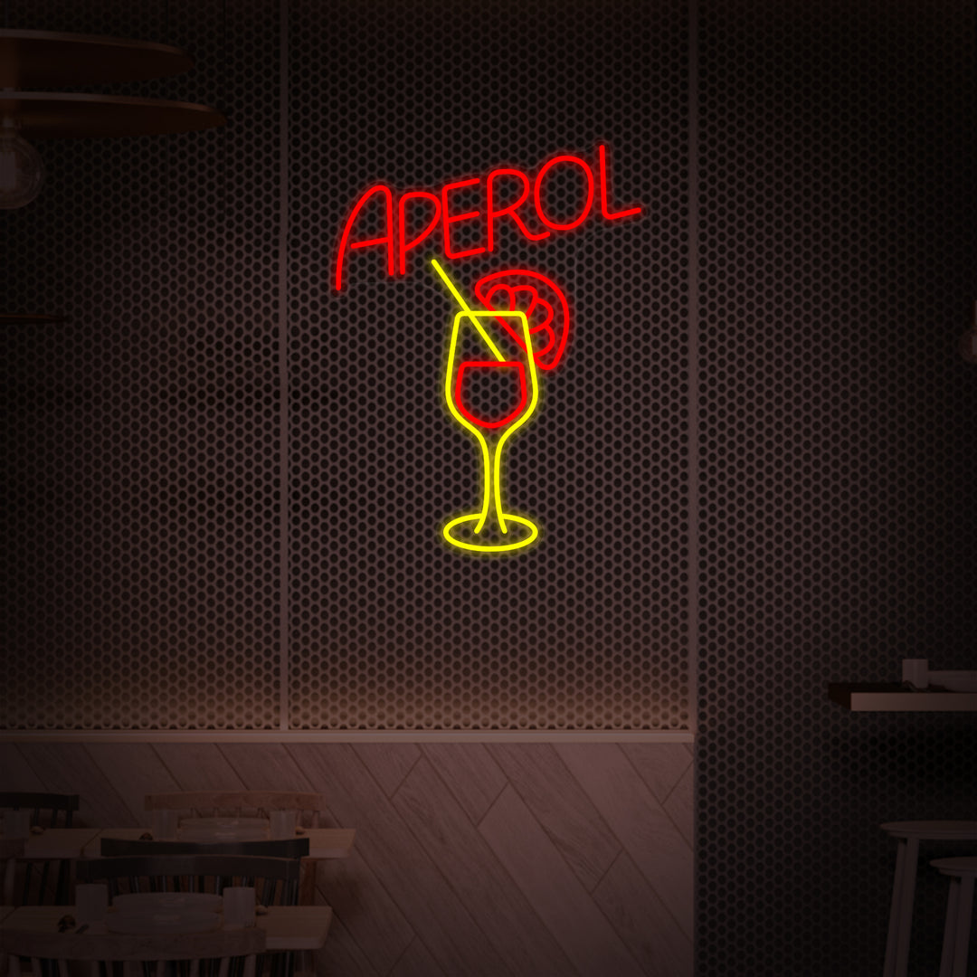 "Aperol Bar Und Glasbecher" Neonschrift