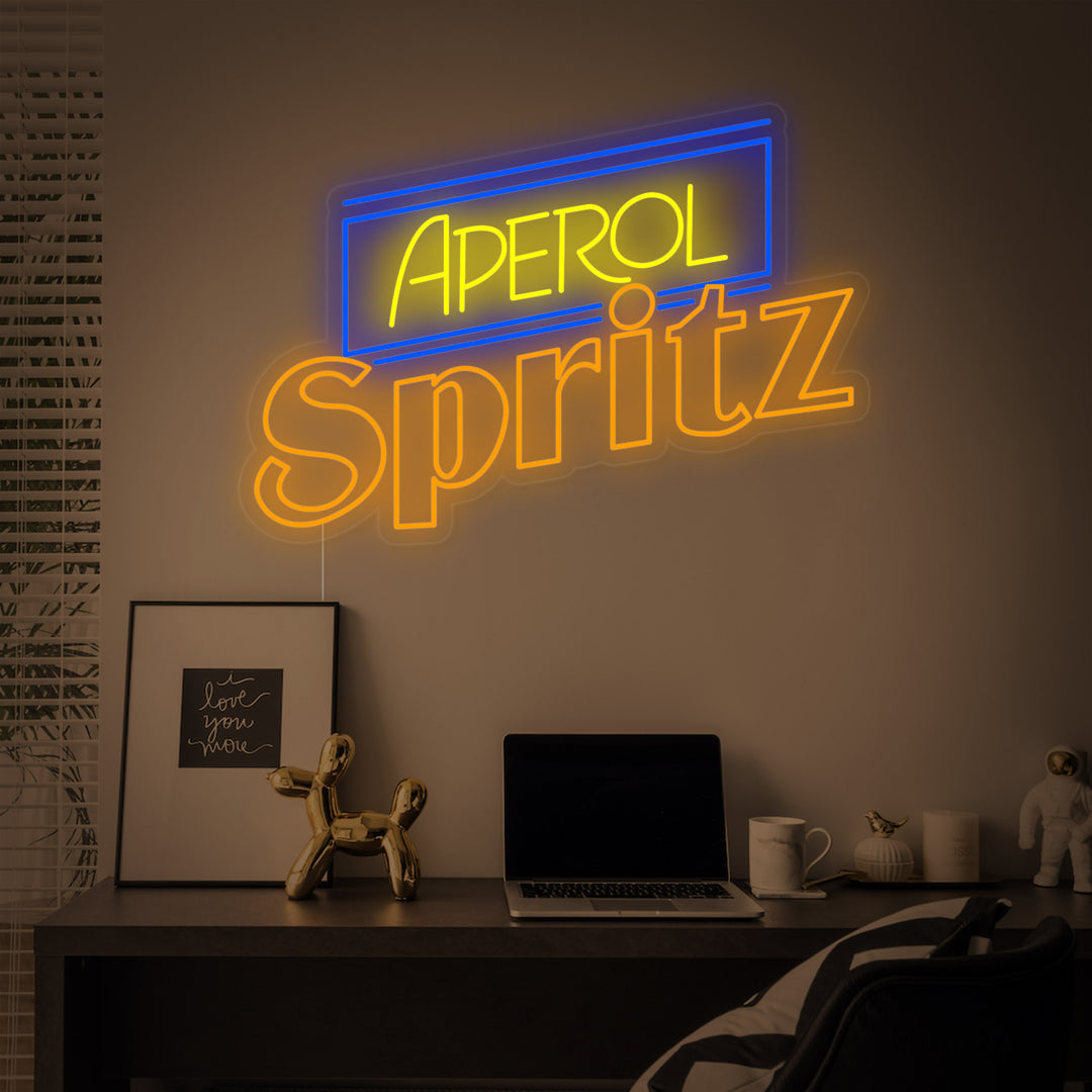 "Aperol Spritz Bierbar" Neonschrift