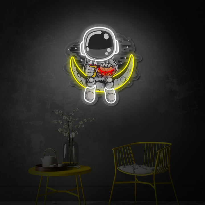 "Astronaut Moon Burger, Fast -Food -Logo" UV-bedrucktes LED-Neonschild