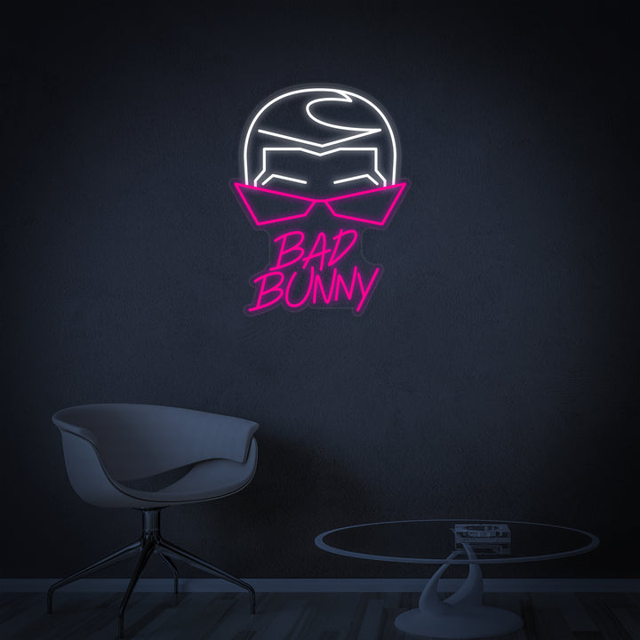 "Bad Bunny Sänger Und Rapper" Neonschrift