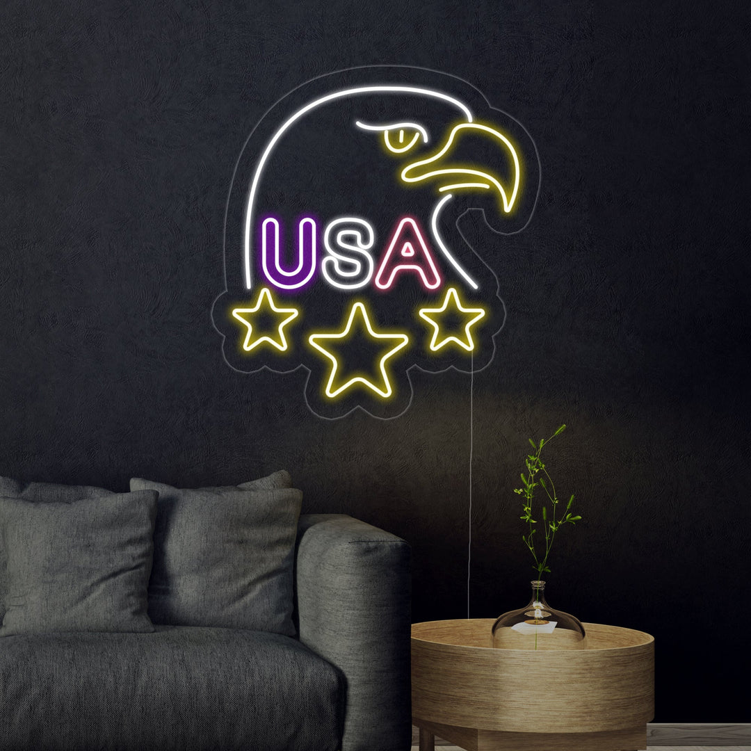 "Weißkopfseeadler, USA" Neonschrift