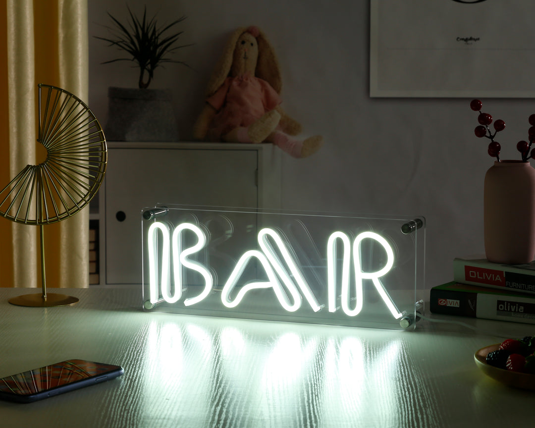 "Bar" Schreibtisch LED Neonschrift