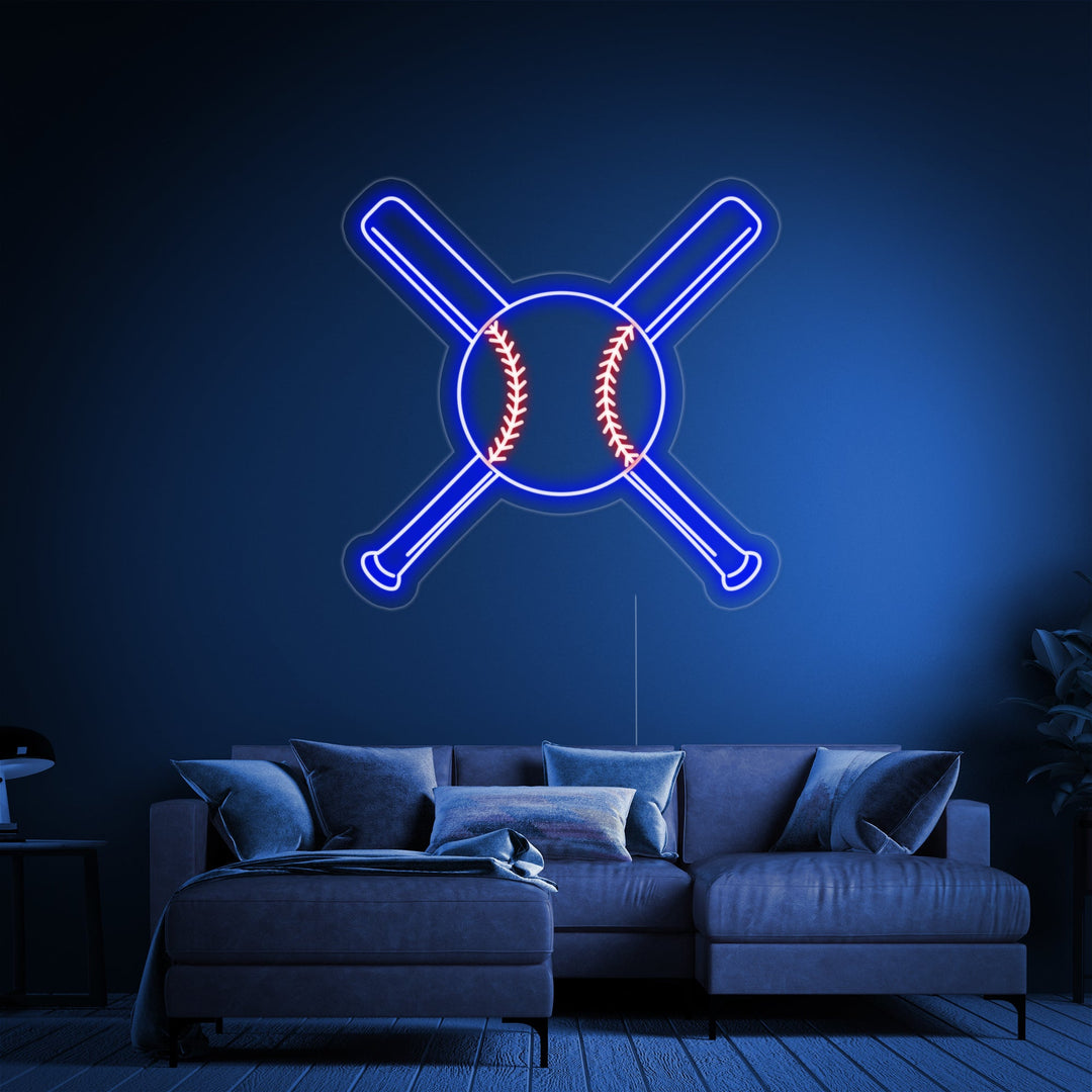"Baseballschläger Mit Ball" Neonschrift