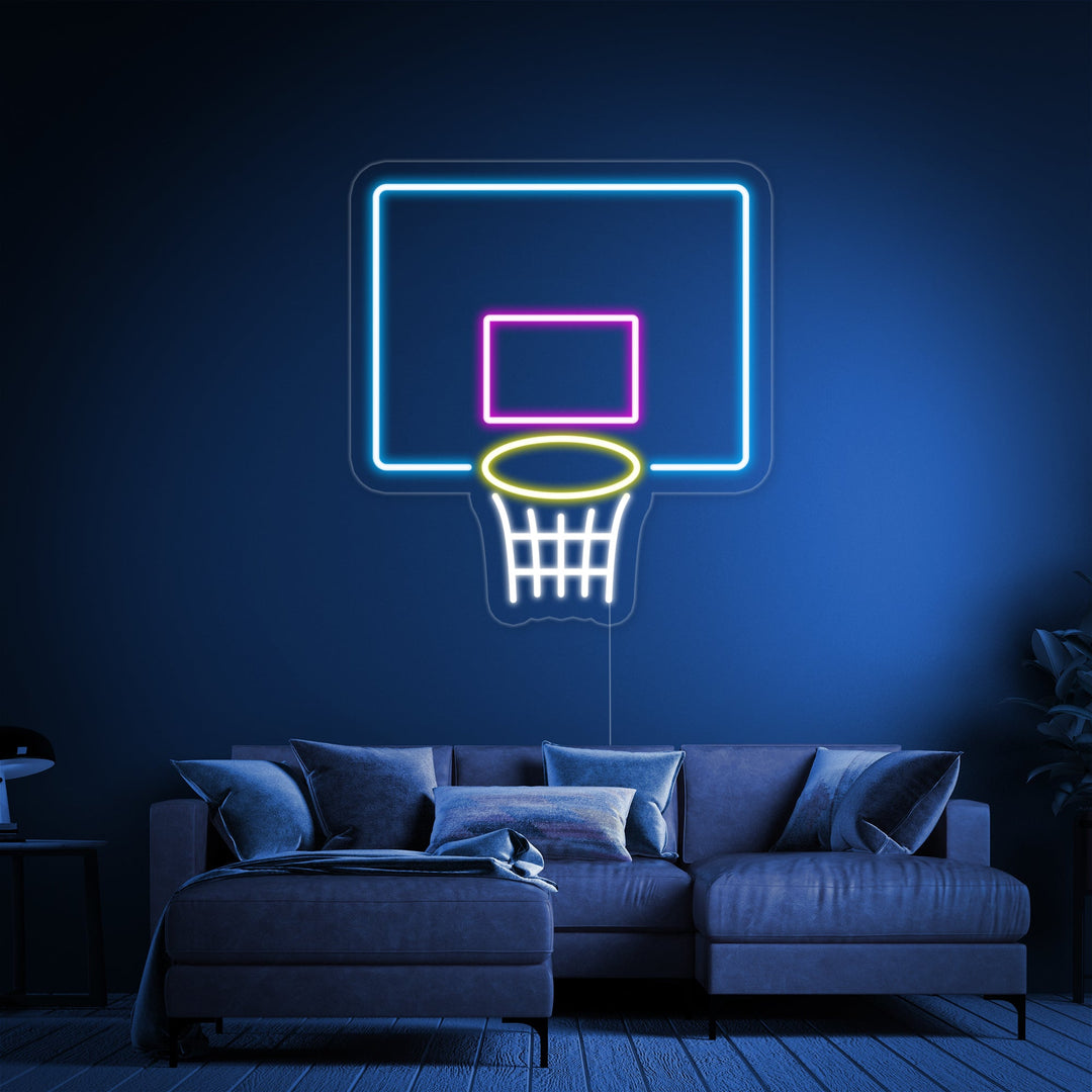 "Basketballbrett Netz" Neonschrift