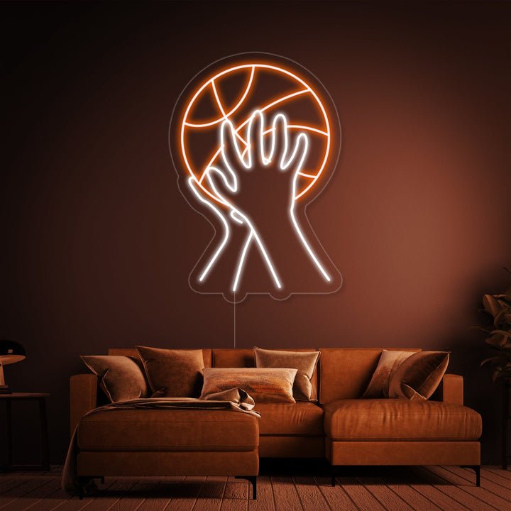 "Basketball Schießen" Neonschrift