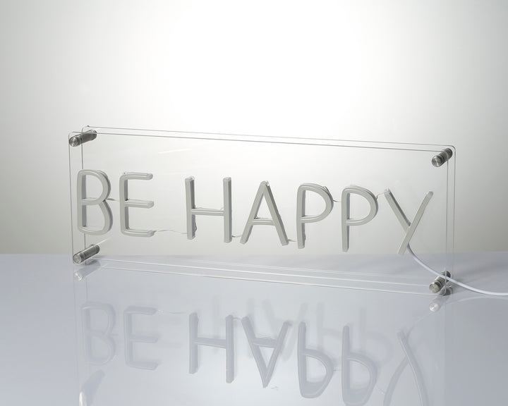 "Be Happy" Schreibtisch LED Neonschrift