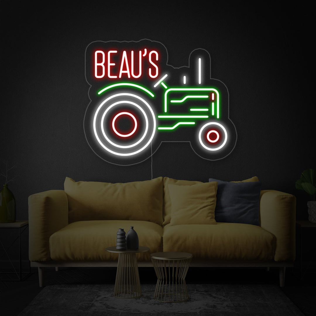 "Traktor Beau" Neonschrift