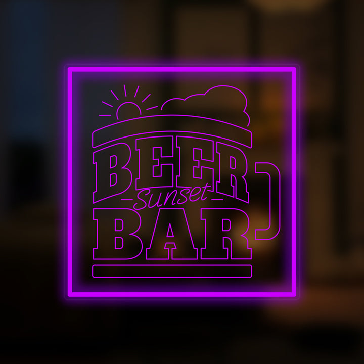 "Beer Bar Sunset, Bierglas" Mini Neonschrift