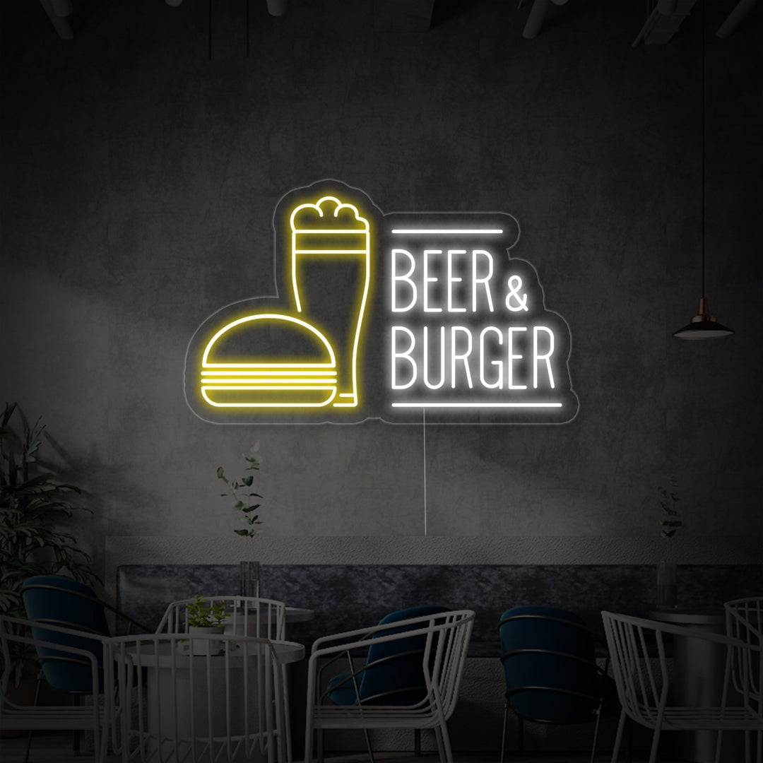 "Beer And Burger" Neonschrift