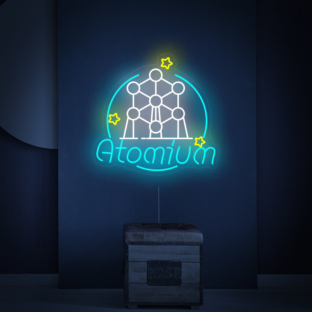 "Atomium In Brüssel, Belgien" Neonschrift