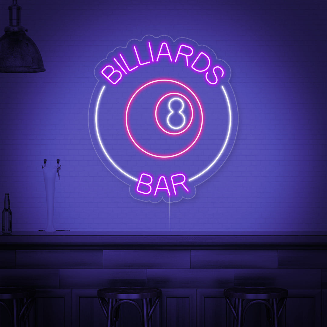 "Billiards 8 Bar, Billardbar Logo" Neonschrift