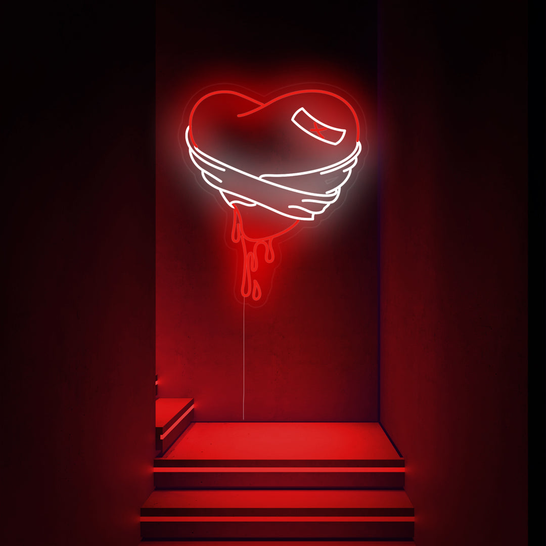 "Blutendes Gebrochenes Herz" Neonschrift