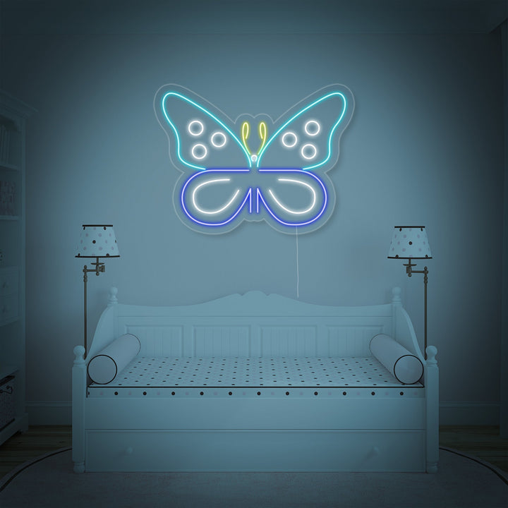 "Blauer Schmetterling" Neonschrift