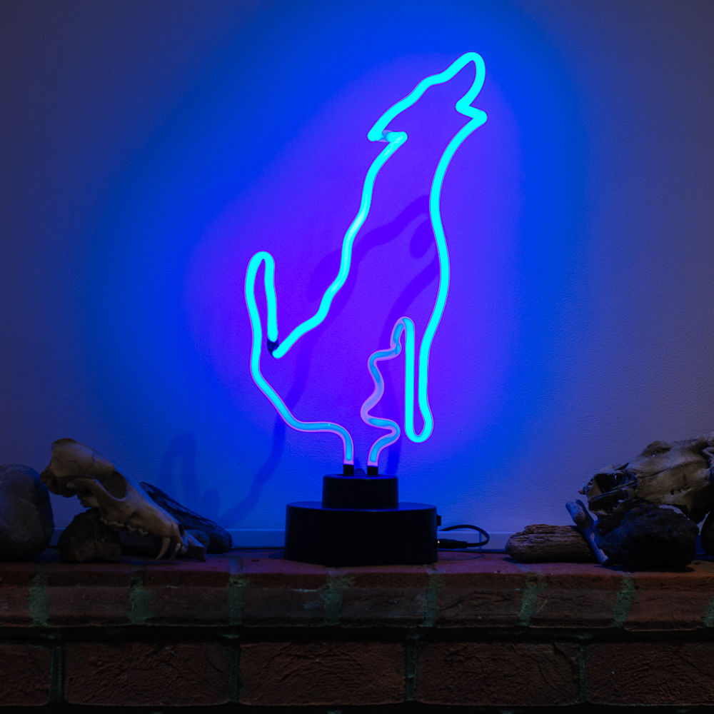 "Blauer Wolf Tisch-Neonschild, Glas-Neonschild" Neonschrift
