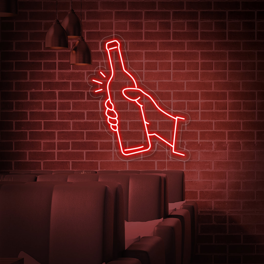 "Flasche Wein" Neonschrift