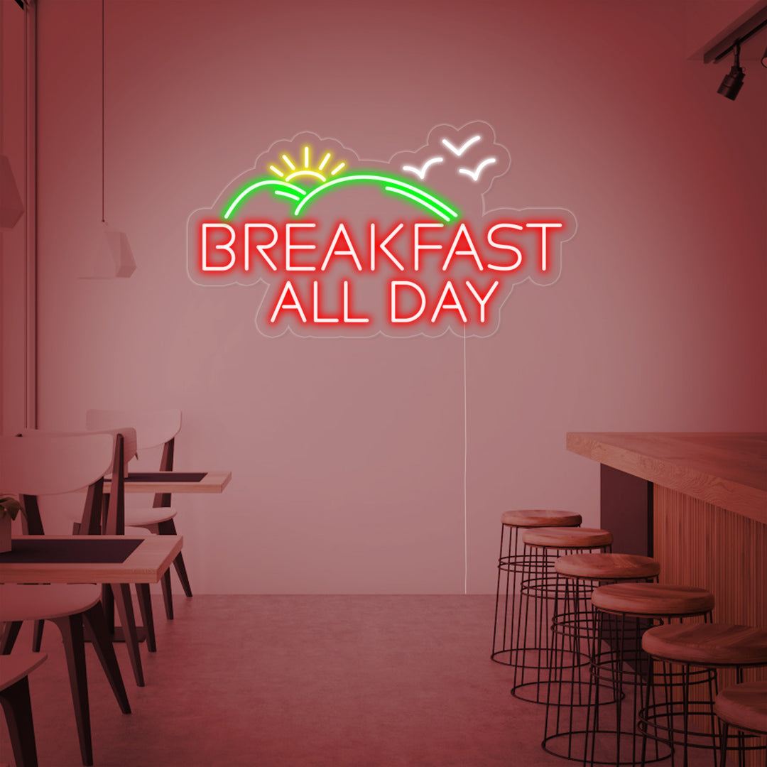 "Breakfast All Day" Neonschrift