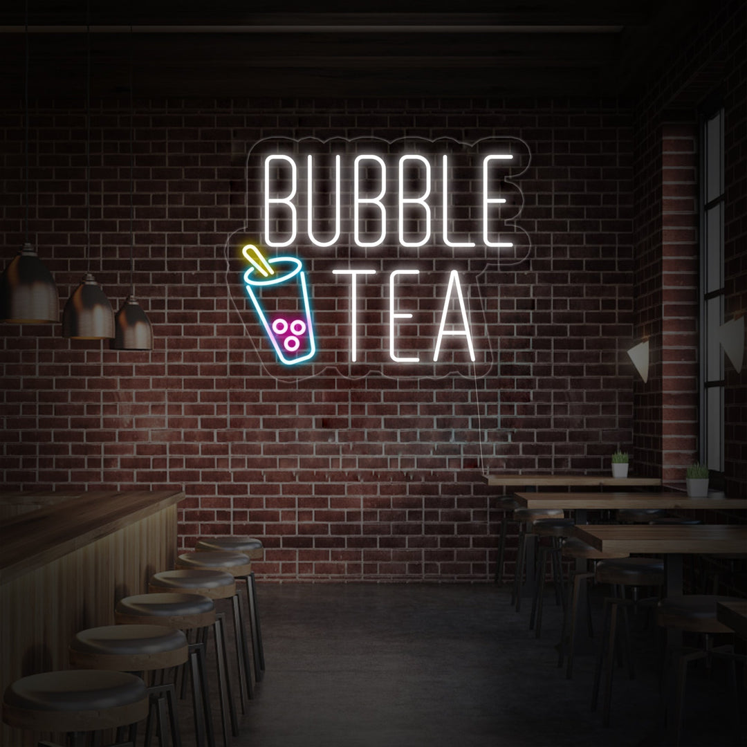 "Tasse, Bubble Tea" Neonschrift