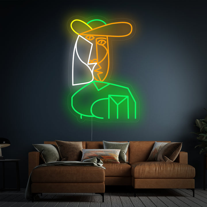 "Büste Einer Frau Pablo Picasso" Neonschrift