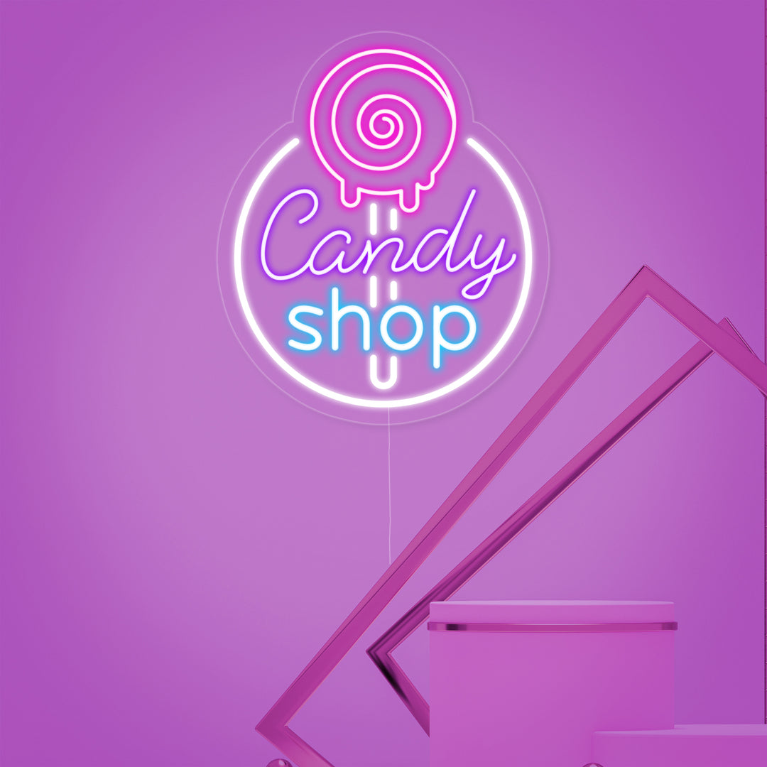 "Candy Shop, Logo Von Süßwarenladen" Neonschrift