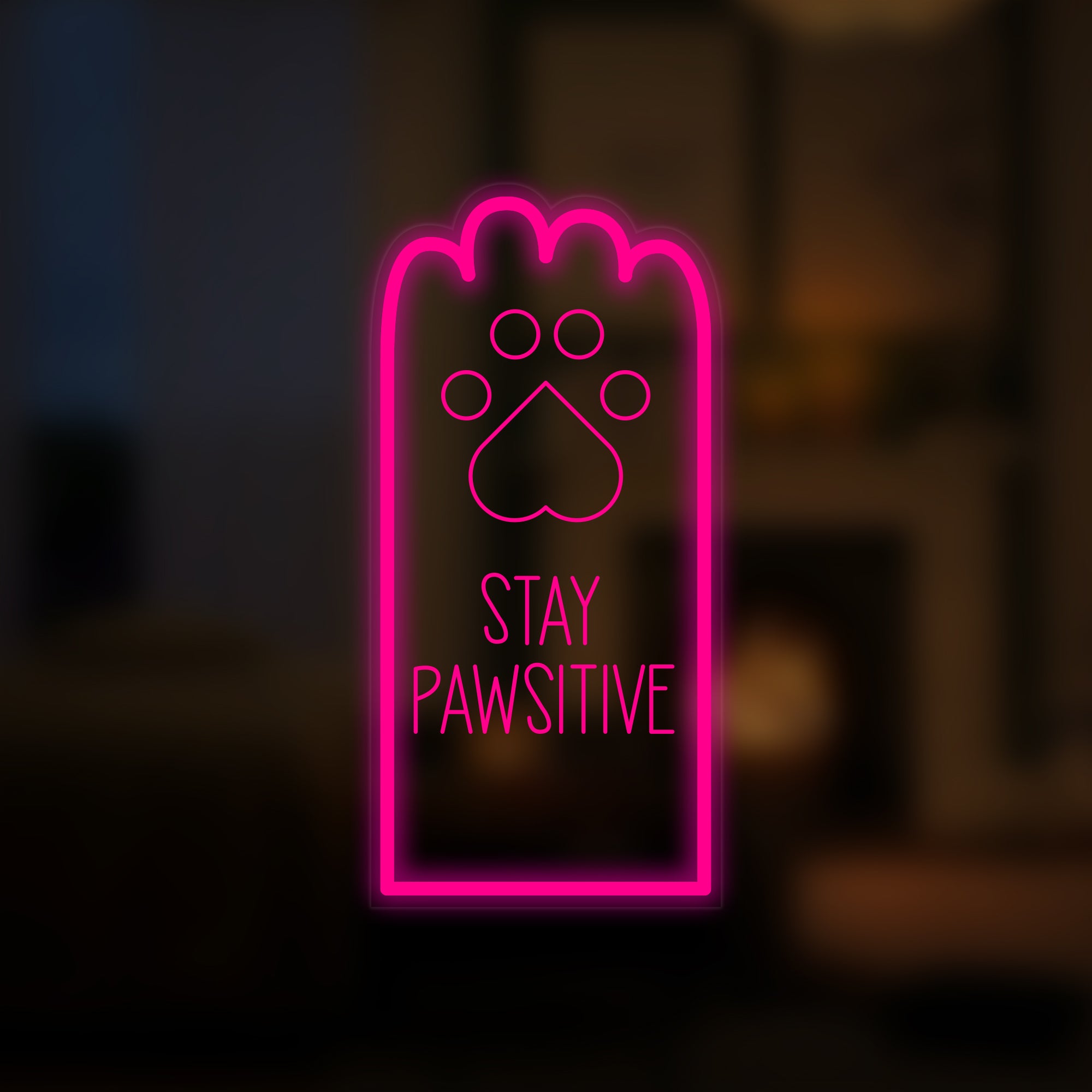 "Cat Stay Paw Positive" Mini-Neonschild