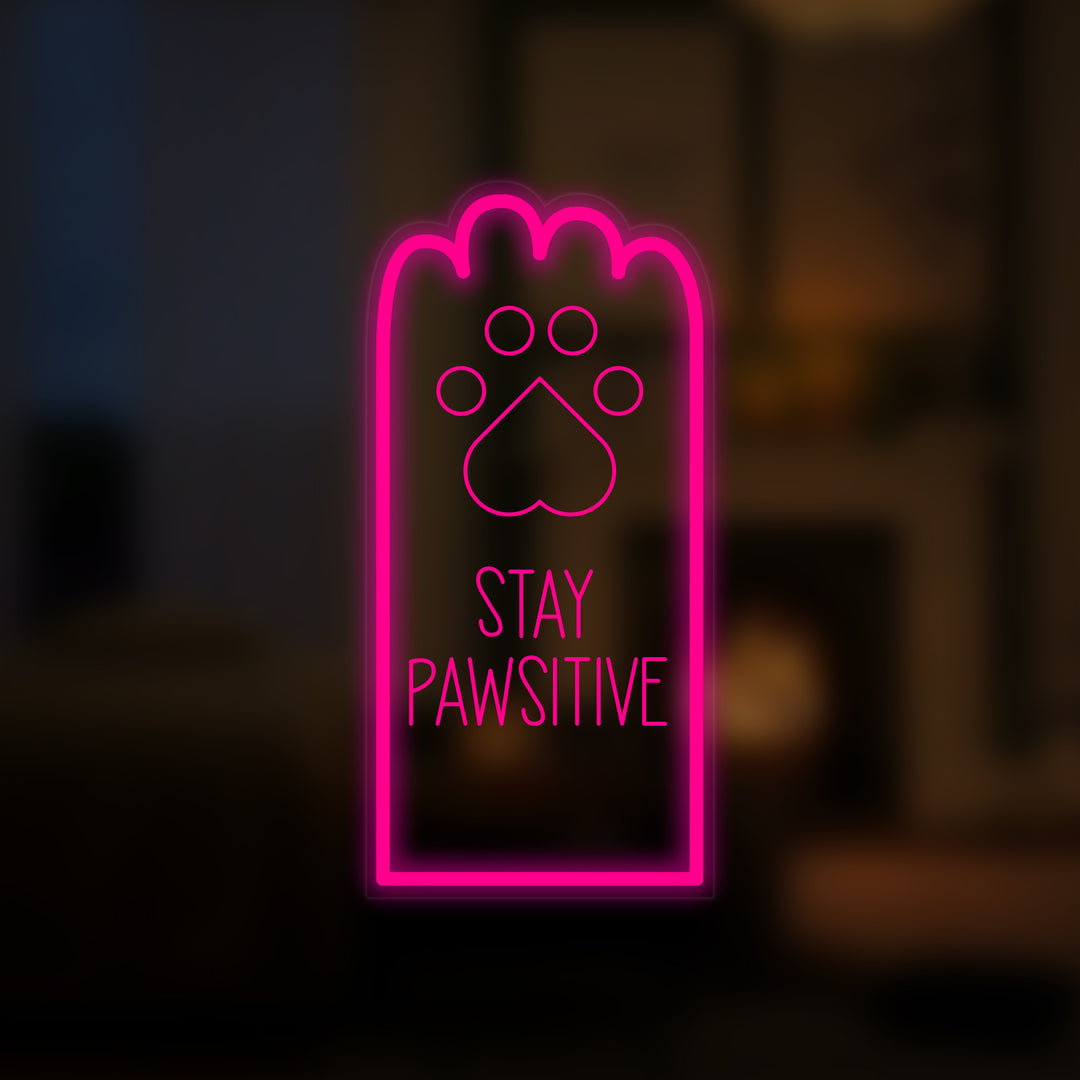 "Stay Paw Positive, Katze" Mini Neonschrift