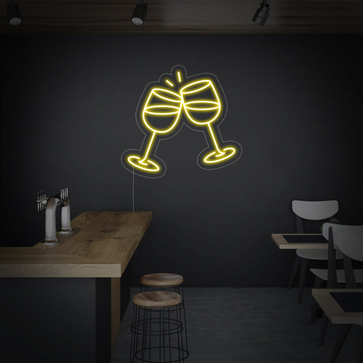 "Champagnergläser" Neonschrift