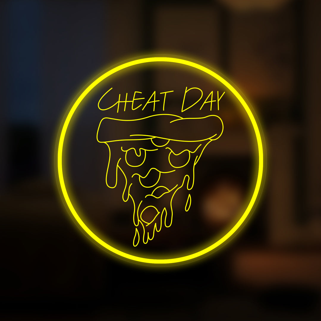 "Cheat Day Pizza" Mini Neonschrift