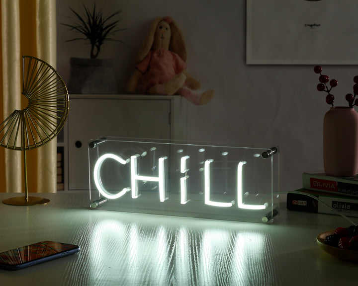 "Chill" Schreibtisch LED Neonschrift