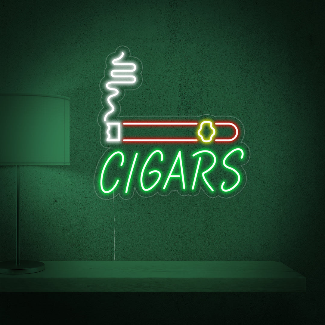 "Cigars, Zigarrengeschäft" Neonschrift
