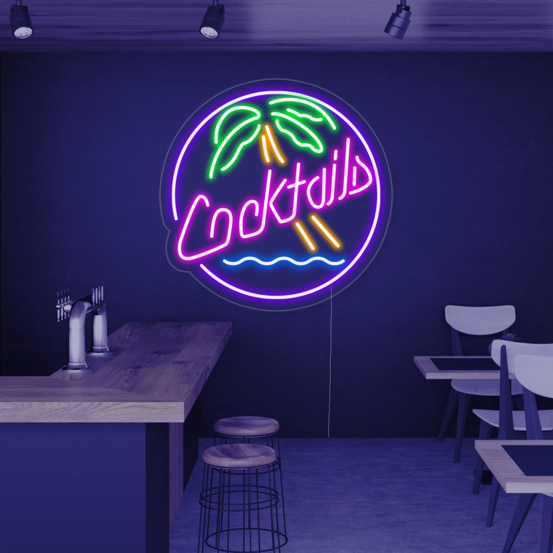 "Cocktails, Bier" Neonschrift