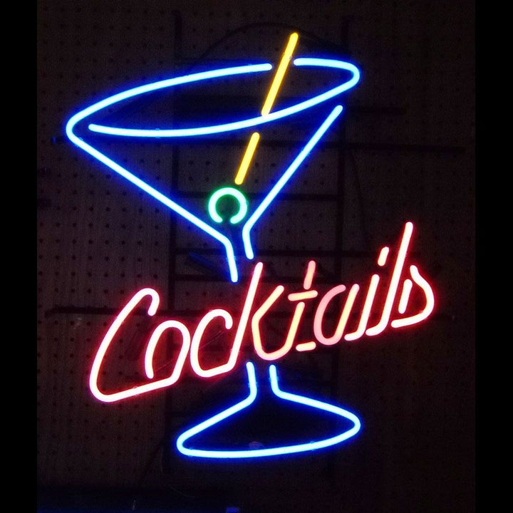 "Cocktails, Martini-Glas" Neonschrift, Cocktailschild, Cocktail Leuchtreklame