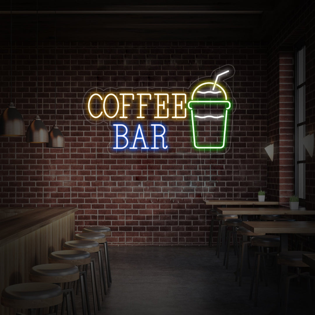 "Kaffeetasse, Coffee Bar" Neonschrift