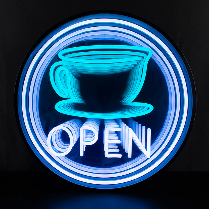 "Kaffee Open" 3D Unendlichkeits LED Neonschrift